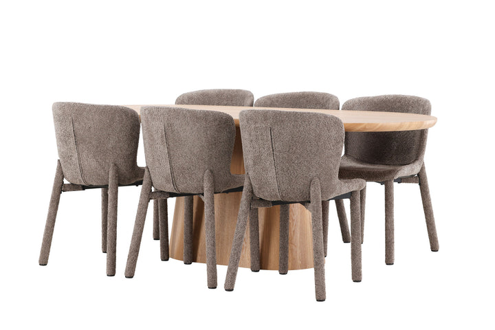 Venture Home Stjärnö Table - Nature with 6 Astoria Chair - Brown
