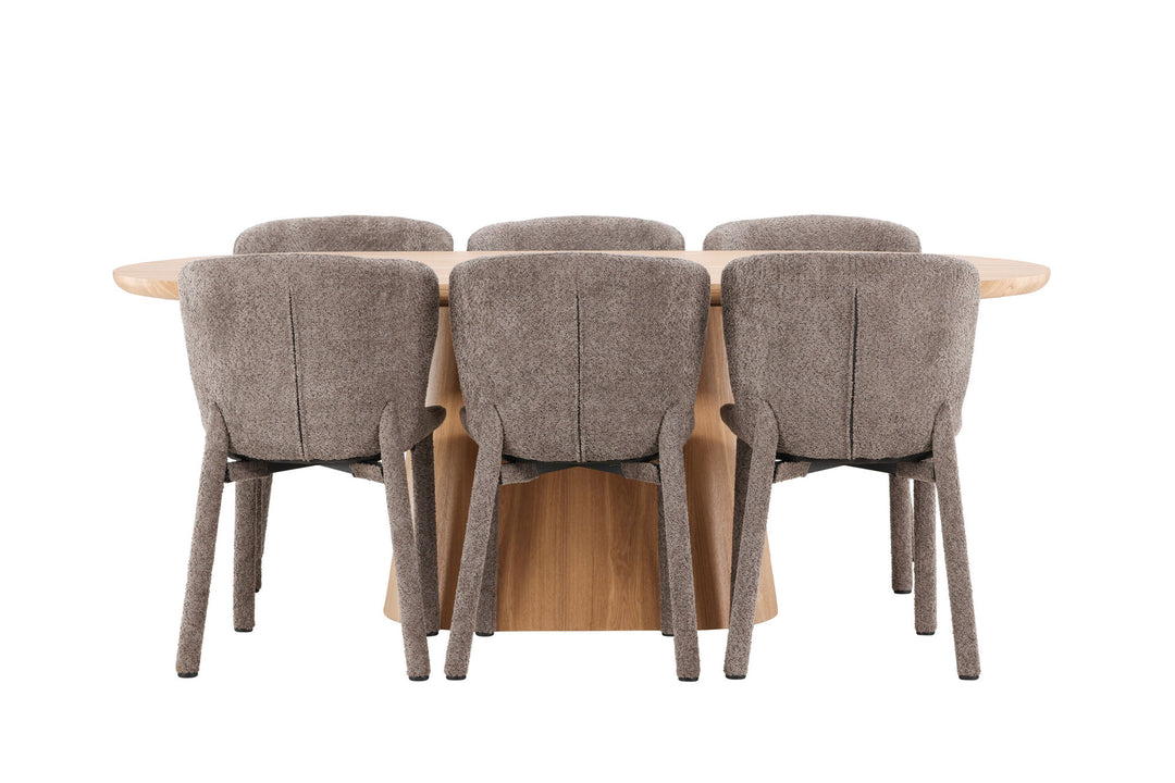 Venture Home Stjärnö Table - Nature with 6 Astoria Chair - Brown