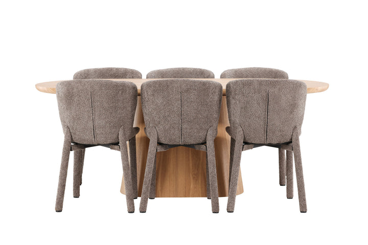 Venture Home Stjärnö Table - Nature with 6 Astoria Chair - Brown