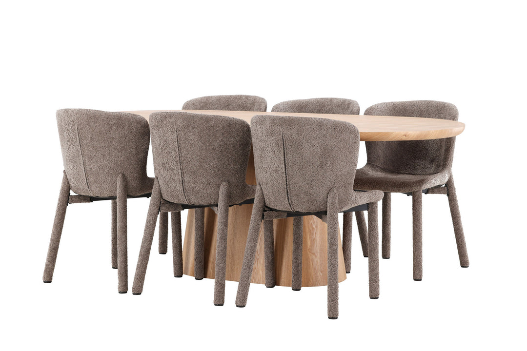 Venture Home Stjärnö Table - Nature with 6 Astoria Chair - Brown
