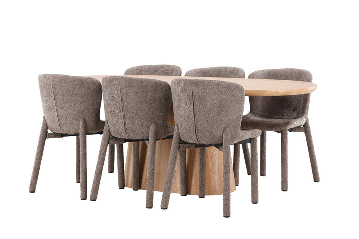 Venture Home Stjärnö Table - Nature with 6 Astoria Chair - Brown