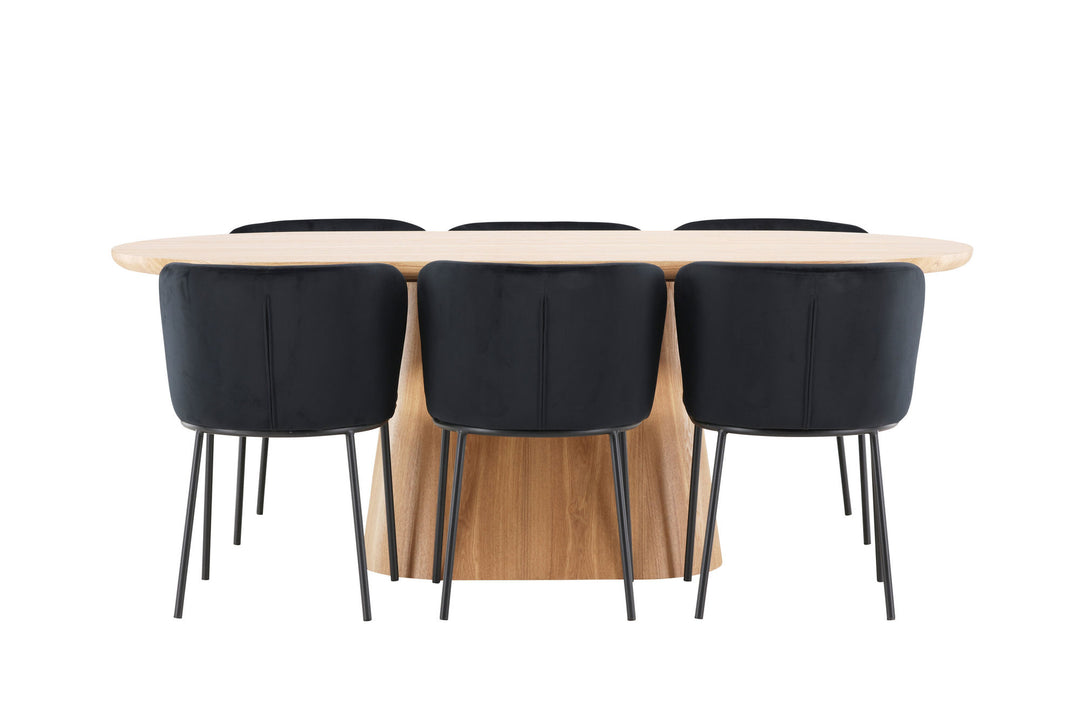 Venture Home Stjärnö Table - Nature with 6 Edina Chair - Black
