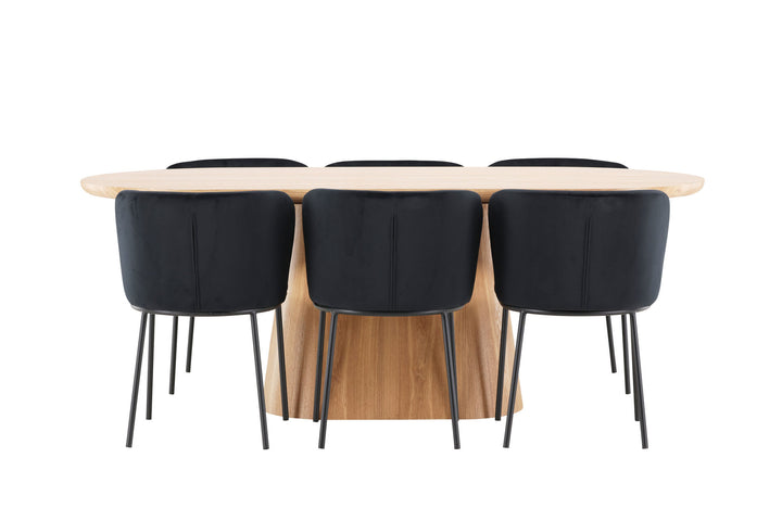 Venture Home Stjärnö Table - Nature with 6 Edina Chair - Black