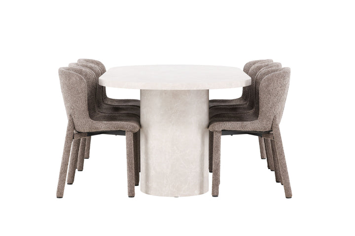 Venture Home Narvik Table - Beige with 6 Astoria Chair - Brown