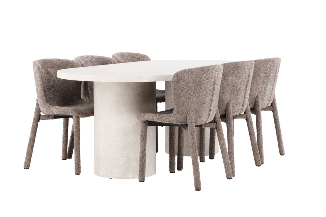 Venture Home Narvik Table - Beige with 6 Astoria Chair - Brown