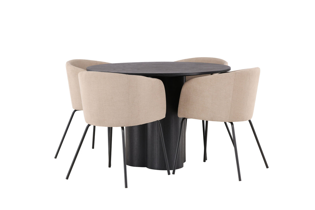 Venture Home OliviaDiningTable-Black/BlackVeneer+BeritChair-Black/BeigeFabric(Polyesterlinen)_4