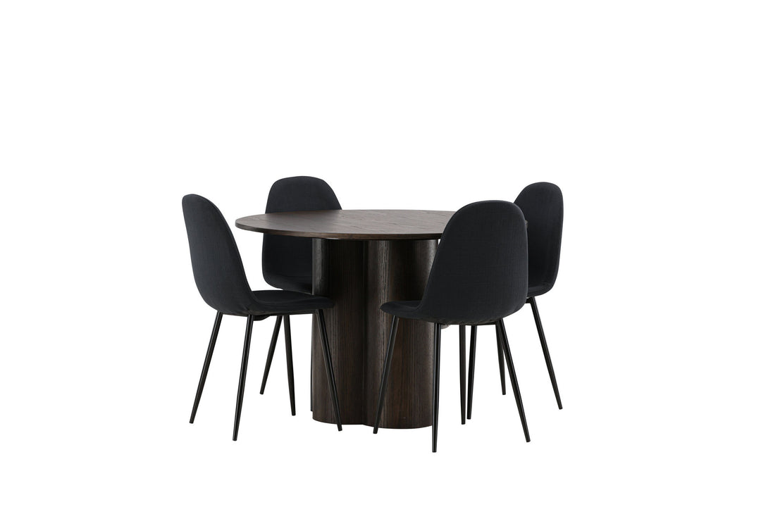 Venture Home OliviaDiningTable-Mocca/MoccaVeneer+PolarDiningChair-BlackLegs-BlackFabric_4