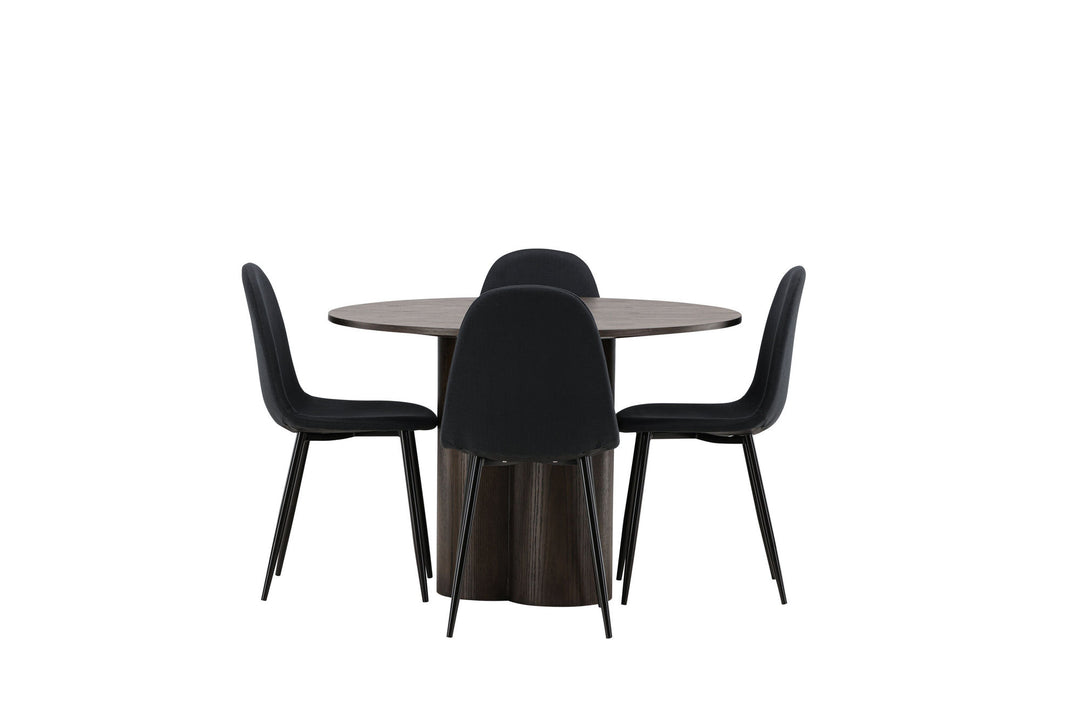 Venture Home OliviaDiningTable-Mocca/MoccaVeneer+PolarDiningChair-BlackLegs-BlackFabric_4