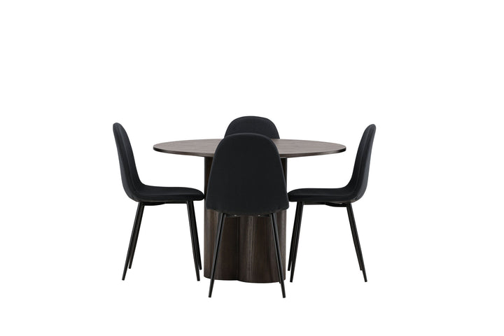 Venture Home OliviaDiningTable-Mocca/MoccaVeneer+PolarDiningChair-BlackLegs-BlackFabric_4