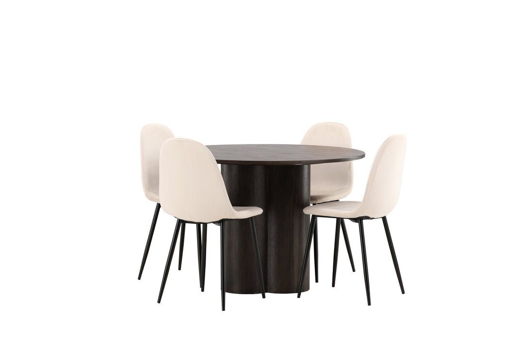 Venture Home OliviaDiningTable-Mocca/MoccaVeneer+PolarDiningChair-Blacklegs/BeigeVelvet_4