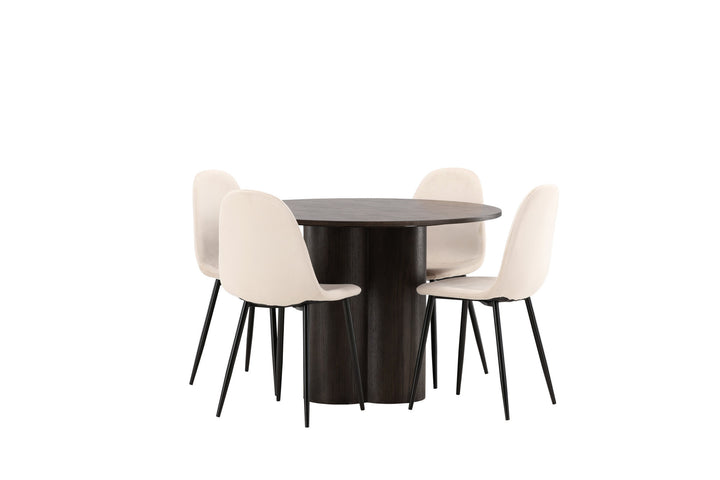 Venture Home OliviaDiningTable-Mocca/MoccaVeneer+PolarDiningChair-Blacklegs/BeigeVelvet_4