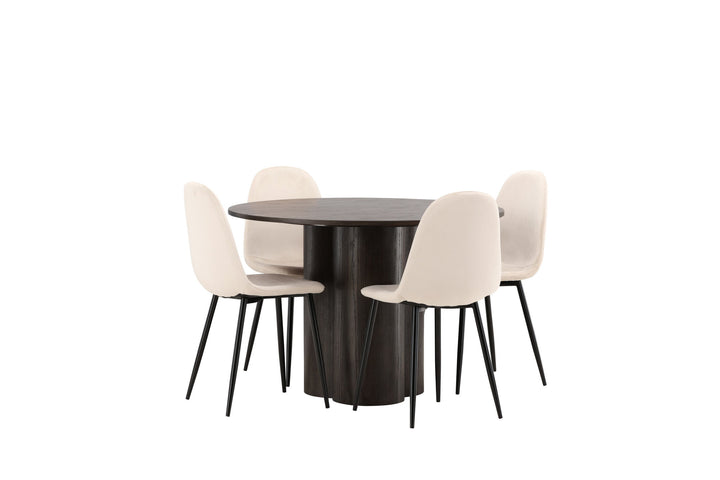 Venture Home OliviaDiningTable-Mocca/MoccaVeneer+PolarDiningChair-Blacklegs/BeigeVelvet_4