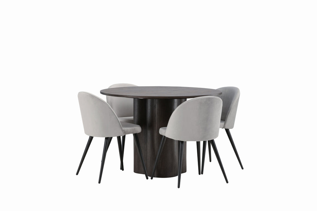 Venture Home OliviaDiningTable-Mocca/MoccaVeneer+VelvetDiningChair-LightGrey/Black_4