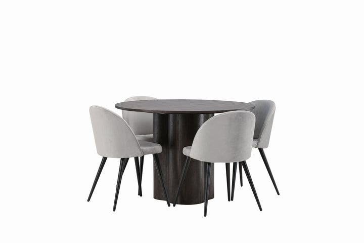 Venture Home OliviaDiningTable-Mocca/MoccaVeneer+VelvetDiningChair-LightGrey/Black_4