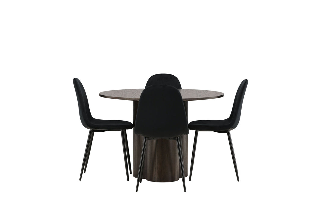 Venture Home OliviaDiningTable-Mocca/MoccaVeneer+PolarDiningChair-Blacklegs/BlackVelvet_4