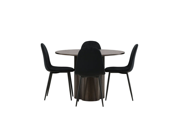 Venture Home OliviaDiningTable-Mocca/MoccaVeneer+PolarDiningChair-Blacklegs/BlackVelvet_4