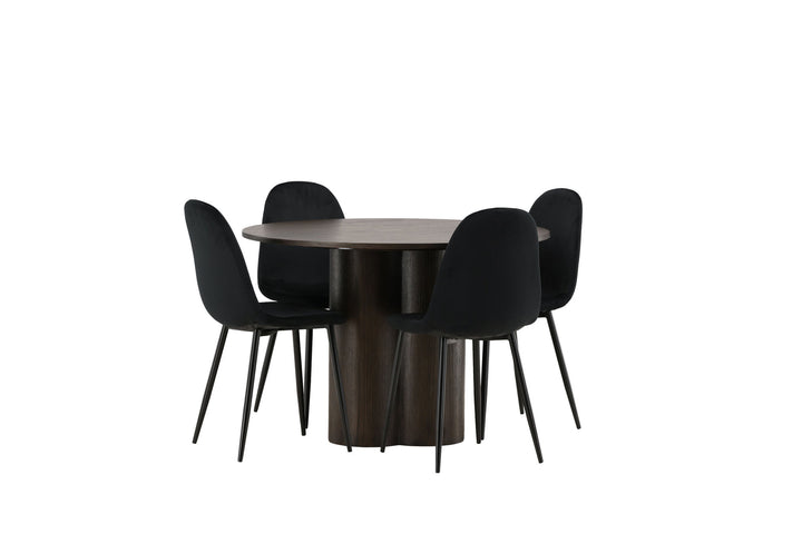 Venture Home OliviaDiningTable-Mocca/MoccaVeneer+PolarDiningChair-Blacklegs/BlackVelvet_4