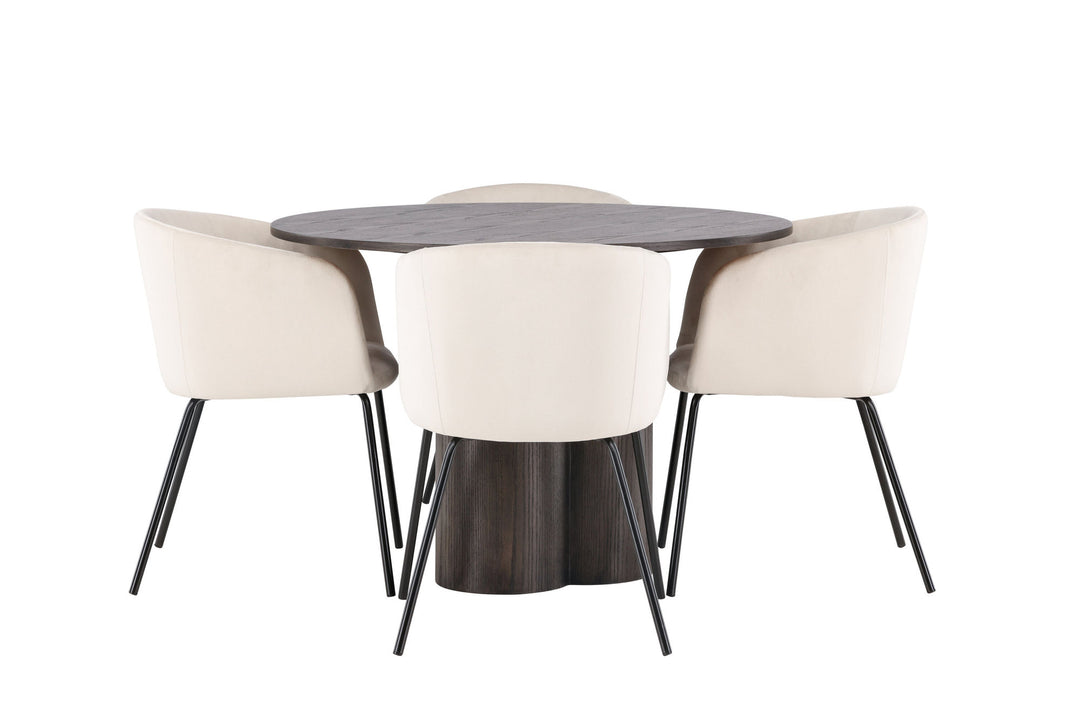 Venture Home OliviaDiningTable-Mocca/MoccaVeneer+BeritChair-Black/BeigeVelvet_4
