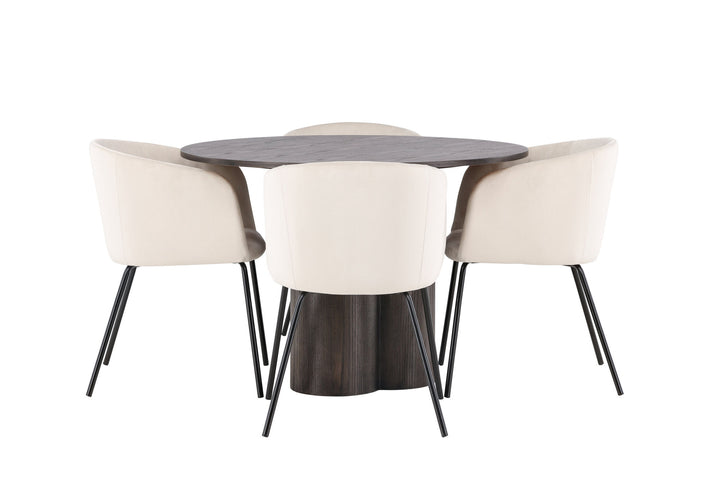 Venture Home OliviaDiningTable-Mocca/MoccaVeneer+BeritChair-Black/BeigeVelvet_4