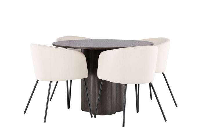 Venture Home OliviaDiningTable-Mocca/MoccaVeneer+BeritChair-Black/BeigeVelvet_4