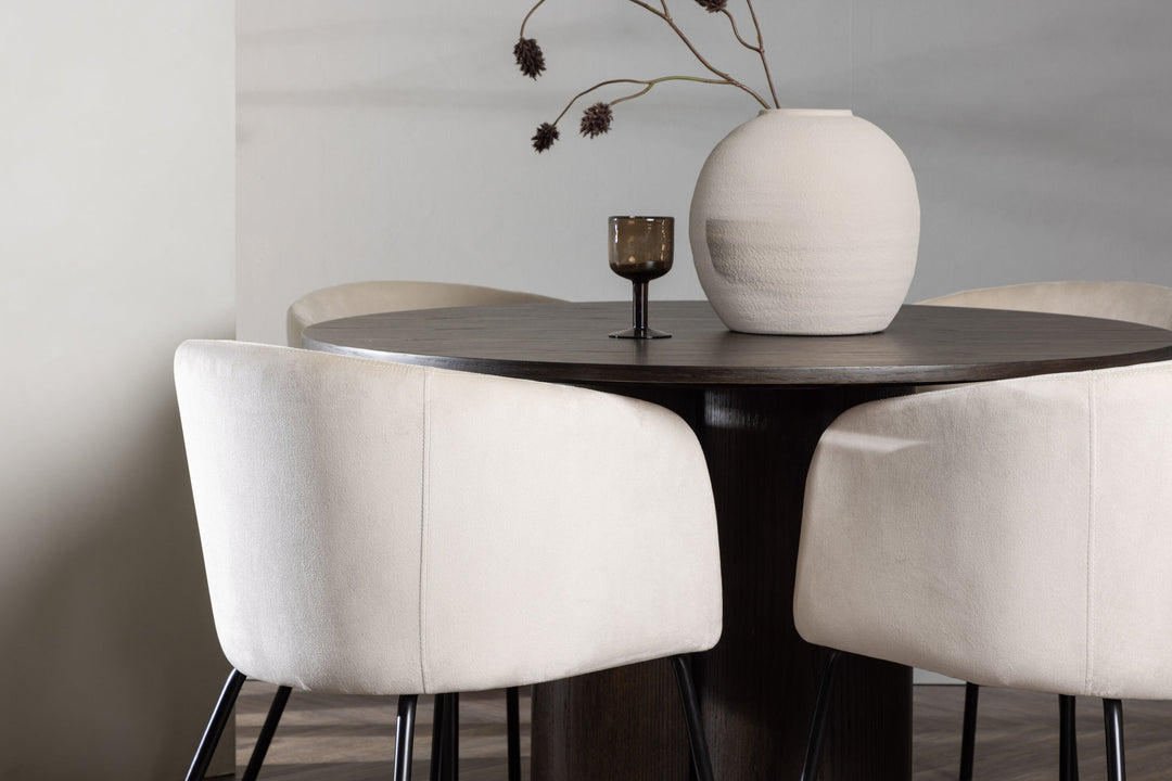 Venture Home OliviaDiningTable-Mocca/MoccaVeneer+BeritChair-Black/BeigeVelvet_4