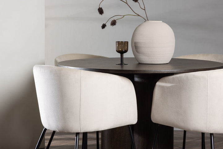 Venture Home OliviaDiningTable-Mocca/MoccaVeneer+BeritChair-Black/BeigeVelvet_4