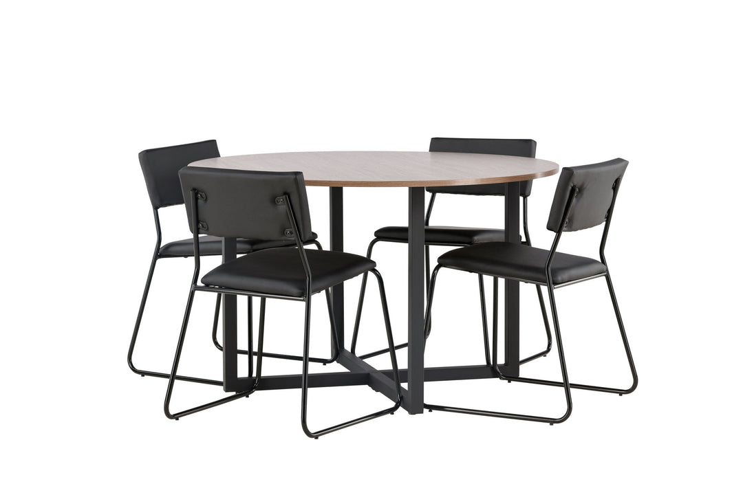 Venture Home Durango Dining Table - Black / Walnut MDF +Kenth Chair - Black / Black PU _4