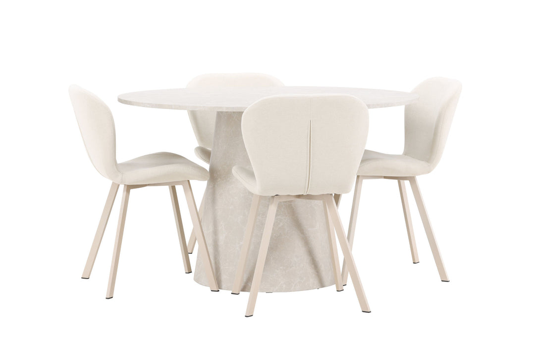 Venture Home Lanzo Table - Beige with 4 Lilja Chair - Beige