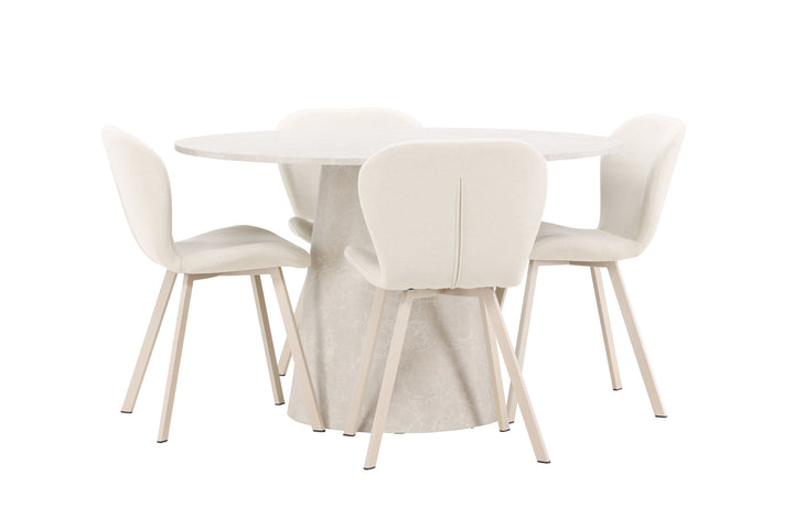 Venture Home Lanzo Table - Beige with 4 Lilja Chair - Beige