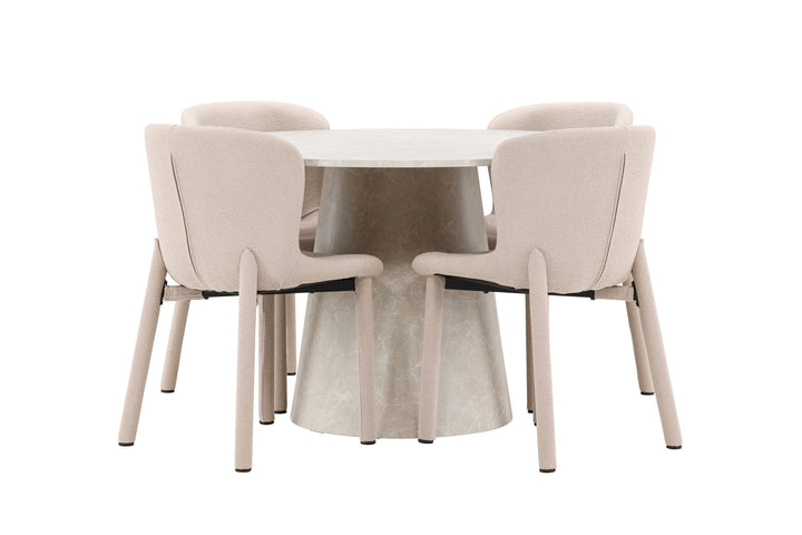 Venture Home Lanzo Table - Beige with 4 Astoria Chair - Beige