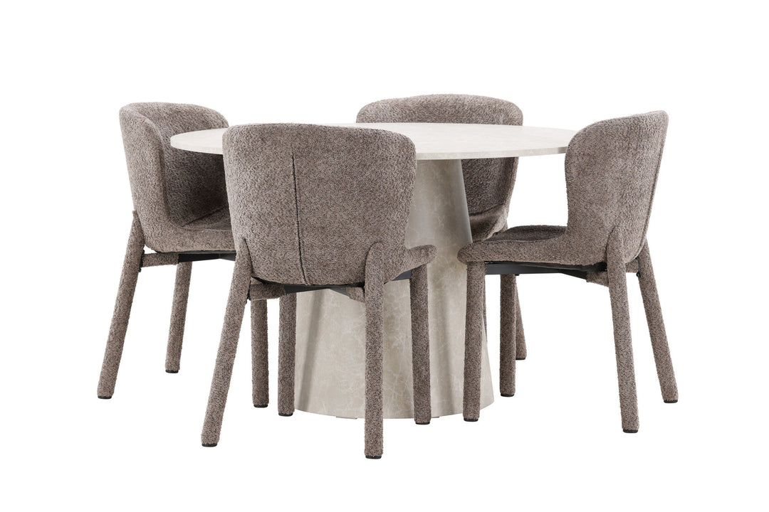 Venture Home Lanzo Table - Beige with 4 Astoria Chair - Brown