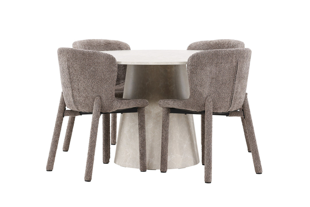 Venture Home Lanzo Table - Beige with 4 Astoria Chair - Brown