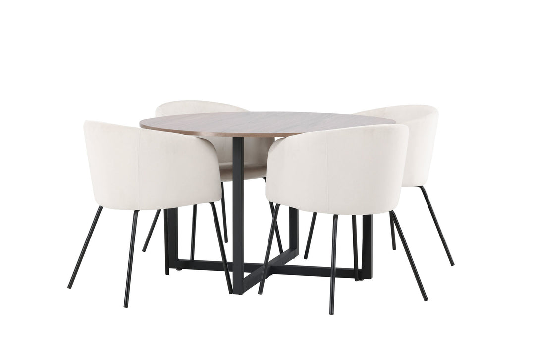 Venture Home Durango Dining Table - Black / Walnut MDF +Berit Chair - Black / Beige Velvet _4