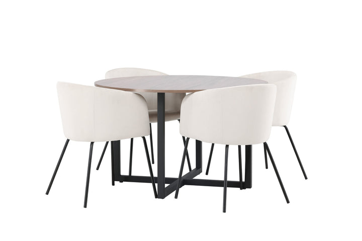 Venture Home Durango Dining Table - Black / Walnut MDF +Berit Chair - Black / Beige Velvet _4