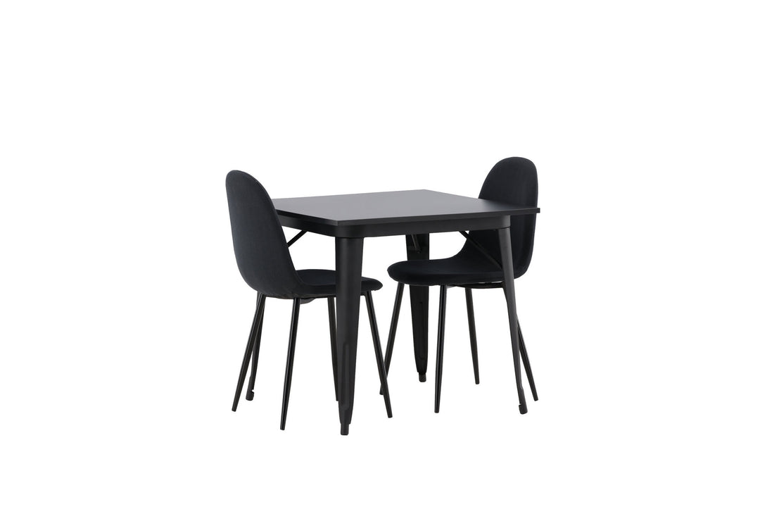 Venture Home Tempe Dining Table - Black / Black MDF +Polar Dining Chair - Black Legs - Black Fabric _2