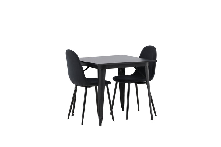 Venture Home Tempe Dining Table - Black / Black MDF +Polar Dining Chair - Black Legs - Black Fabric _2