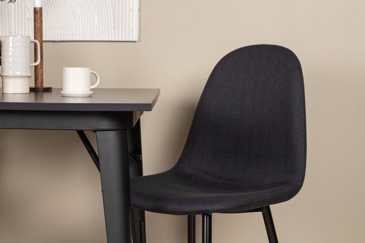 Venture Home Tempe Dining Table - Black / Black MDF +Polar Dining Chair - Black Legs - Black Fabric _2