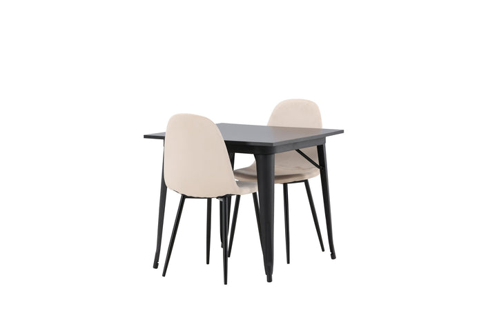 Venture Home Tempe Dining Table - Black / Black MDF +Polar Dining Chair - Black legs / Beige Velvet _2