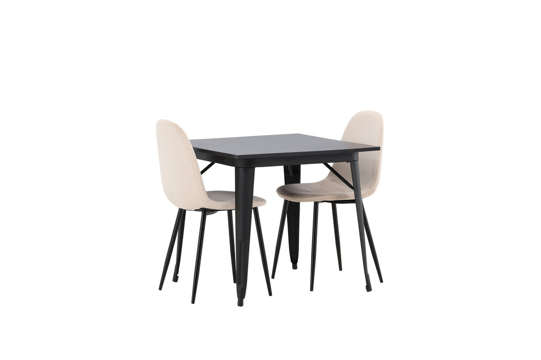 Venture Home Tempe Dining Table - Black / Black MDF +Polar Dining Chair - Black legs / Beige Velvet _2
