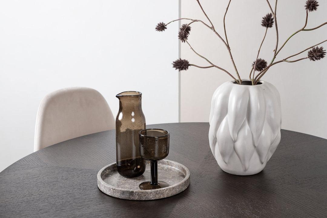 Venture Home Copenhagen Dining Table - Black / Mocca Veneer +Polar Dining Chair - Black legs / Beige Velvet _4