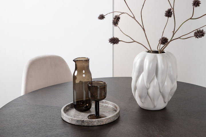 Venture Home Copenhagen Dining Table - Black / Mocca Veneer +Polar Dining Chair - Black legs / Beige Velvet _4