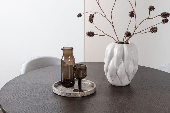 Venture Home Copenhagen Dining Table - Black / Mocca Veneer +Velvet Dining Chair - Light Grey / Black _4