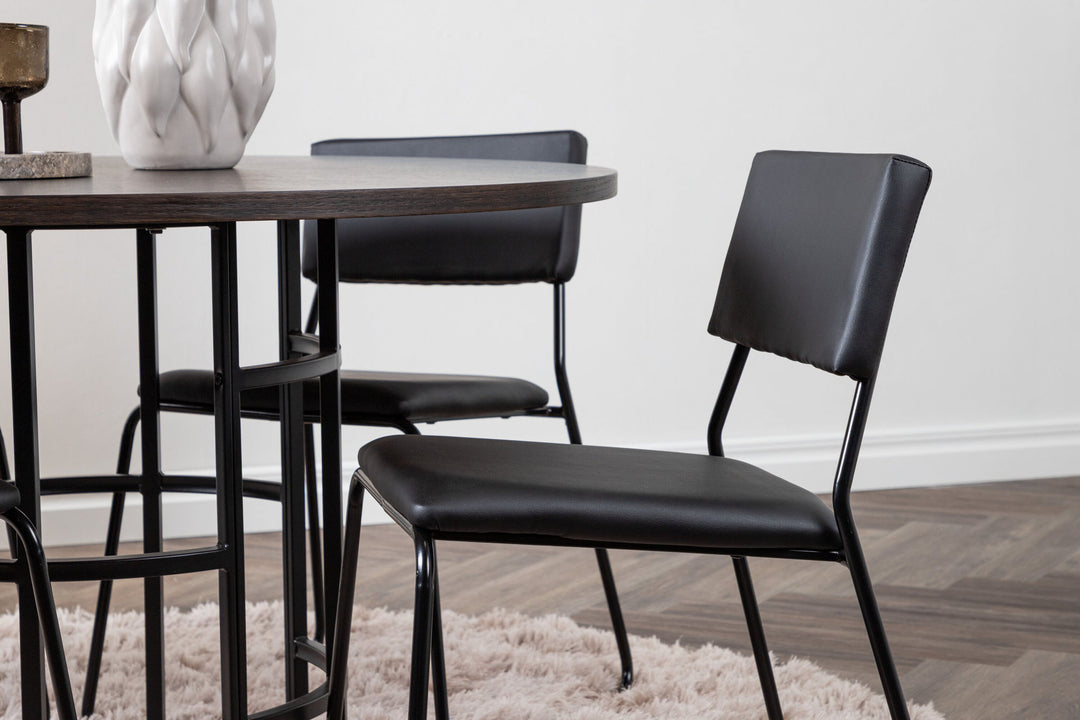 Venture Home Copenhagen Dining Table - Black / Mocca Veneer +Kenth Chair - Black / Black PU _4