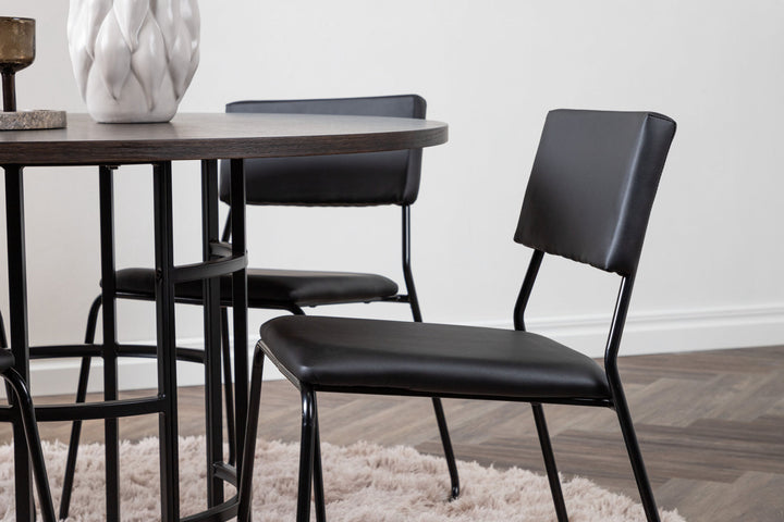 Venture Home Copenhagen Dining Table - Black / Mocca Veneer +Kenth Chair - Black / Black PU _4