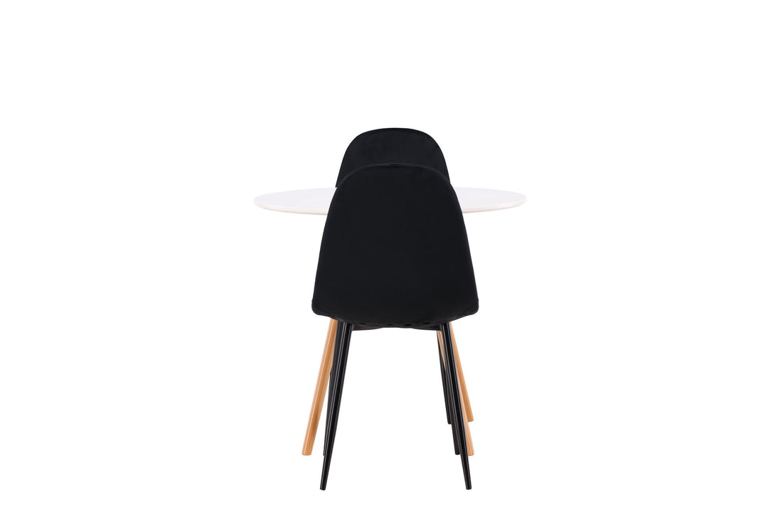 Venture Home Danburi Dining Table - Woodlook / Woodlook MDF +Polar Dining Chair - Black legs / Black Velvet _2