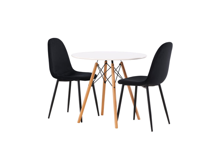 Venture Home Danburi Dining Table - Woodlook / Woodlook MDF +Polar Dining Chair - Black legs / Black Velvet _2
