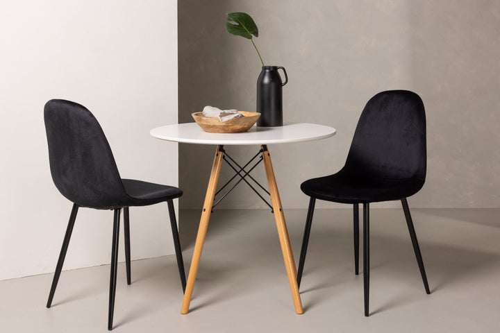 Venture Home Danburi Dining Table - Woodlook / Woodlook MDF +Polar Dining Chair - Black legs / Black Velvet _2