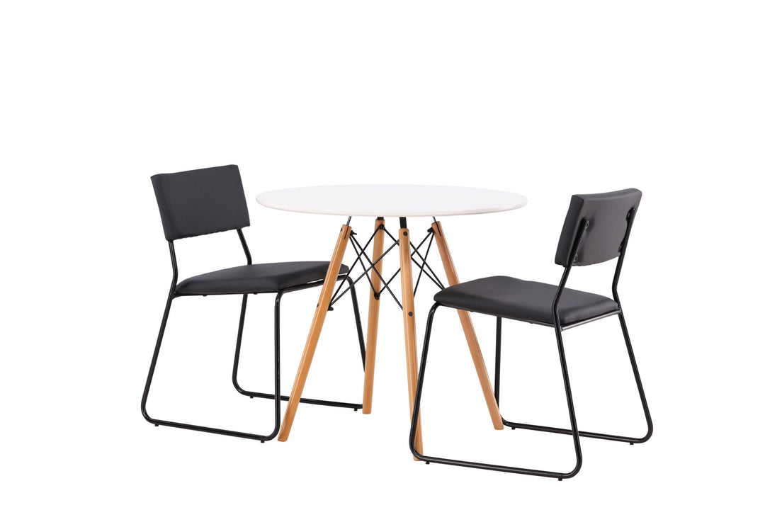 Venture Home Danburi Dining Table - Woodlook / Woodlook MDF +Kenth Chair - Black / Black PU _2