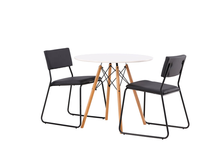 Venture Home Danburi Dining Table - Woodlook / Woodlook MDF +Kenth Chair - Black / Black PU _2