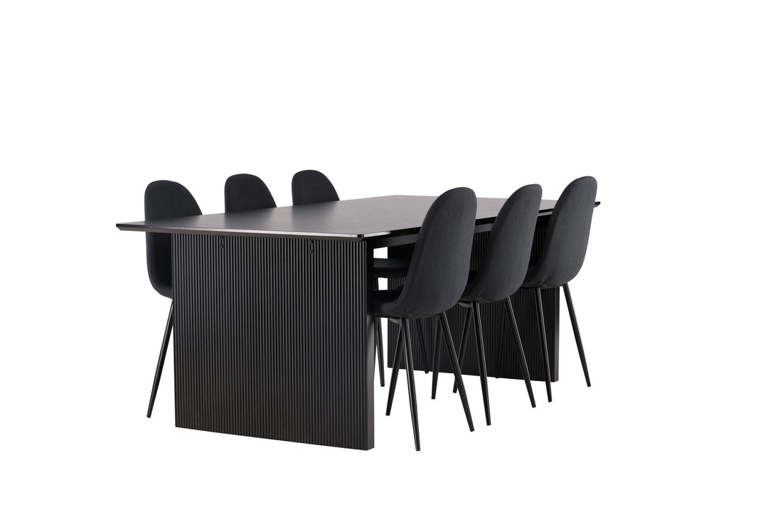 Venture Home Vail Dining Table - Black / Smoked Black MDF +Polar Dining Chair - Black Legs - Black Fabric _6